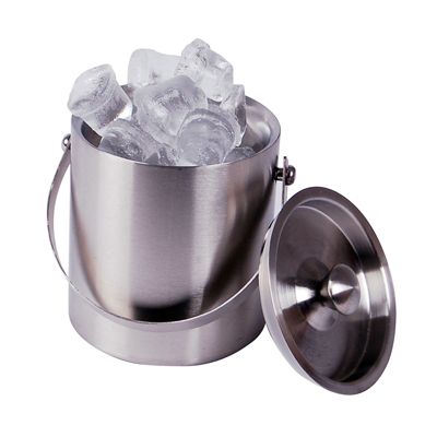 DOUBLE WALLED ICE BUCKET WITH LID- 1LT S/STEEL