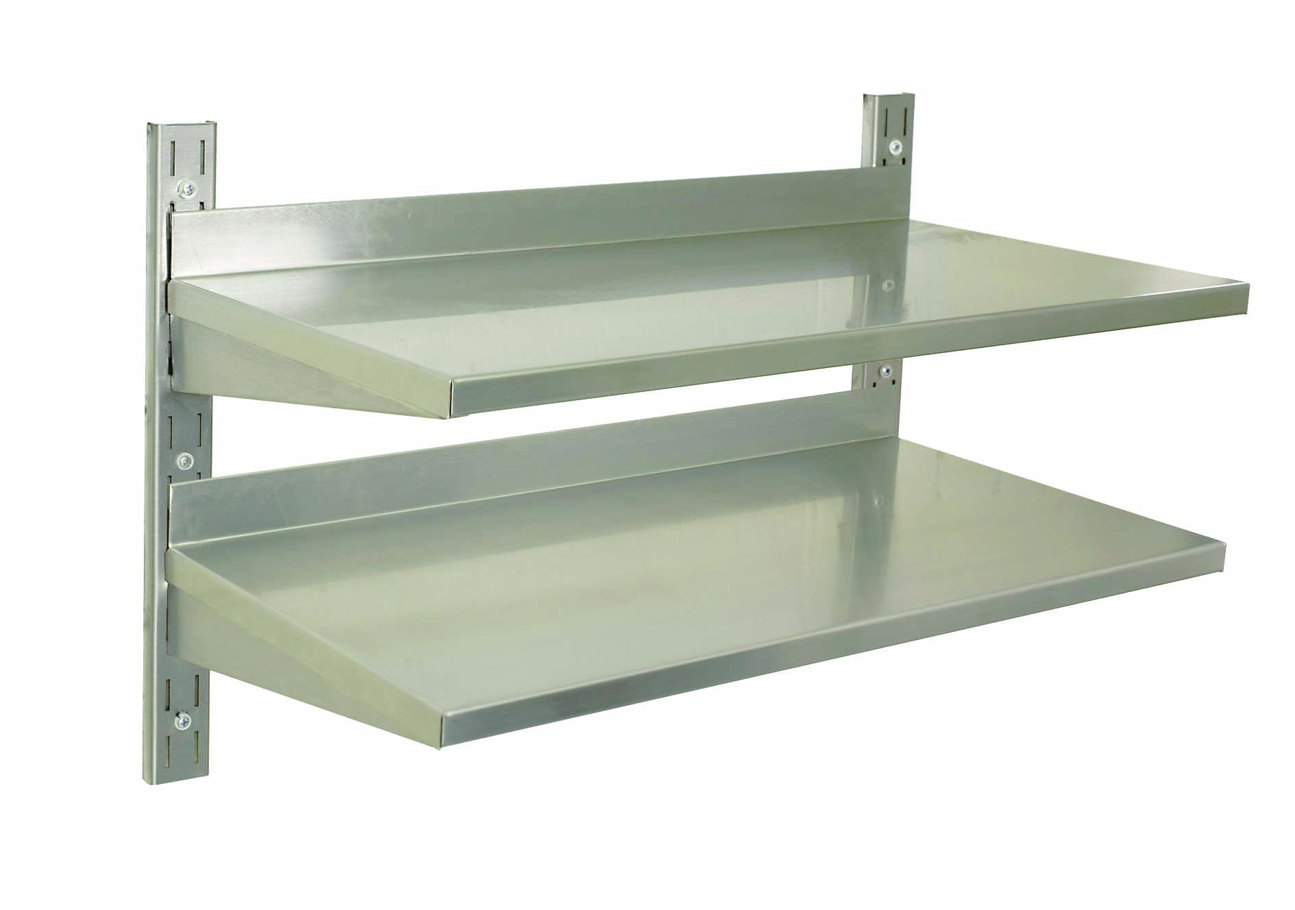 S/STEEL WALL SHELVING DOUBLE - 600 x 300mm