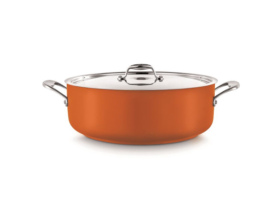 POT (ORANGE) LOW CASSEROLE 8.9L W/LID